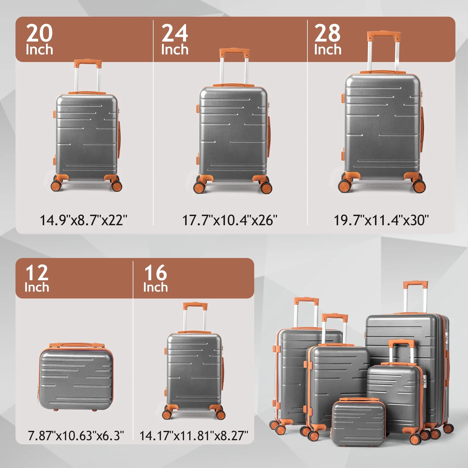 Zimtown Luggage 3 Piece Set Suitcase ABS Hardside Lightweight with TSA Lock Spinner Wheels, Beige