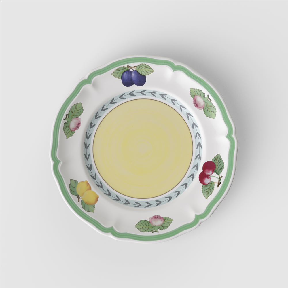 French Garden Appetizer/ Bread Plate - Multi-colored, 6.9'', Premium Porcelain