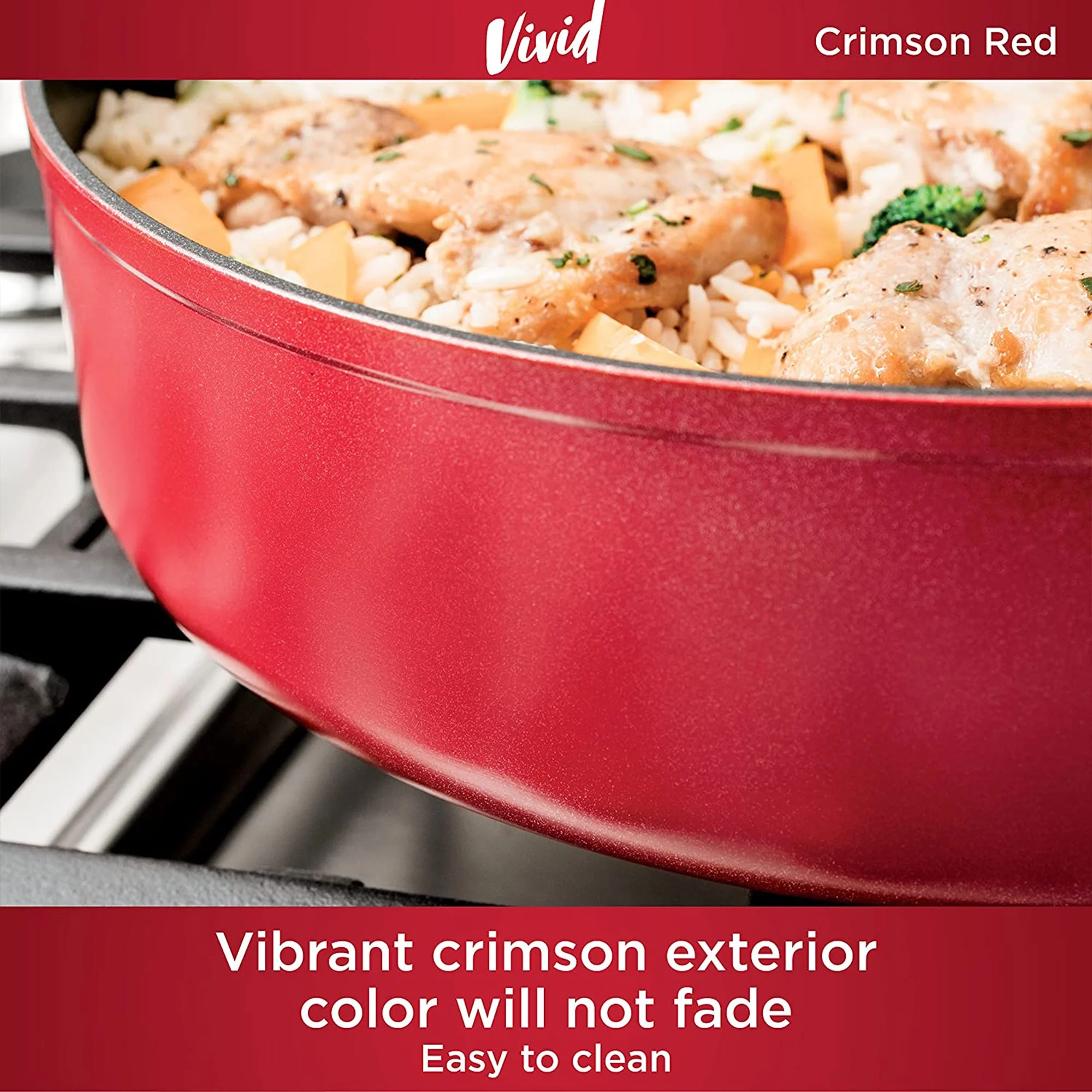 Foodi NeverStick Vivid Oven Safe 10 Piece Pots and Pans Cookware Set(Red) - Image 6
