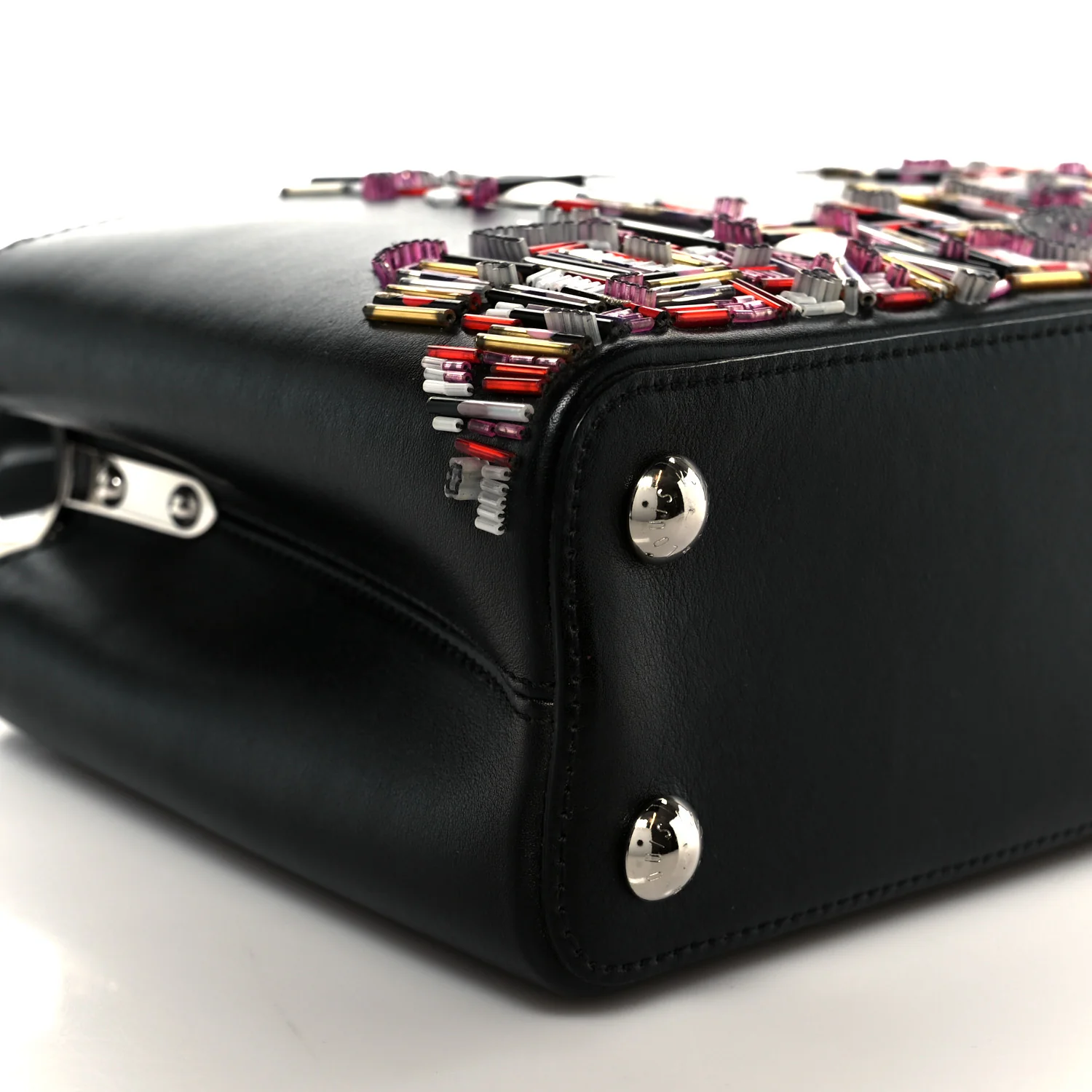 Calfskin Karung Beaded Shanghai Skyline Capucines BB Black