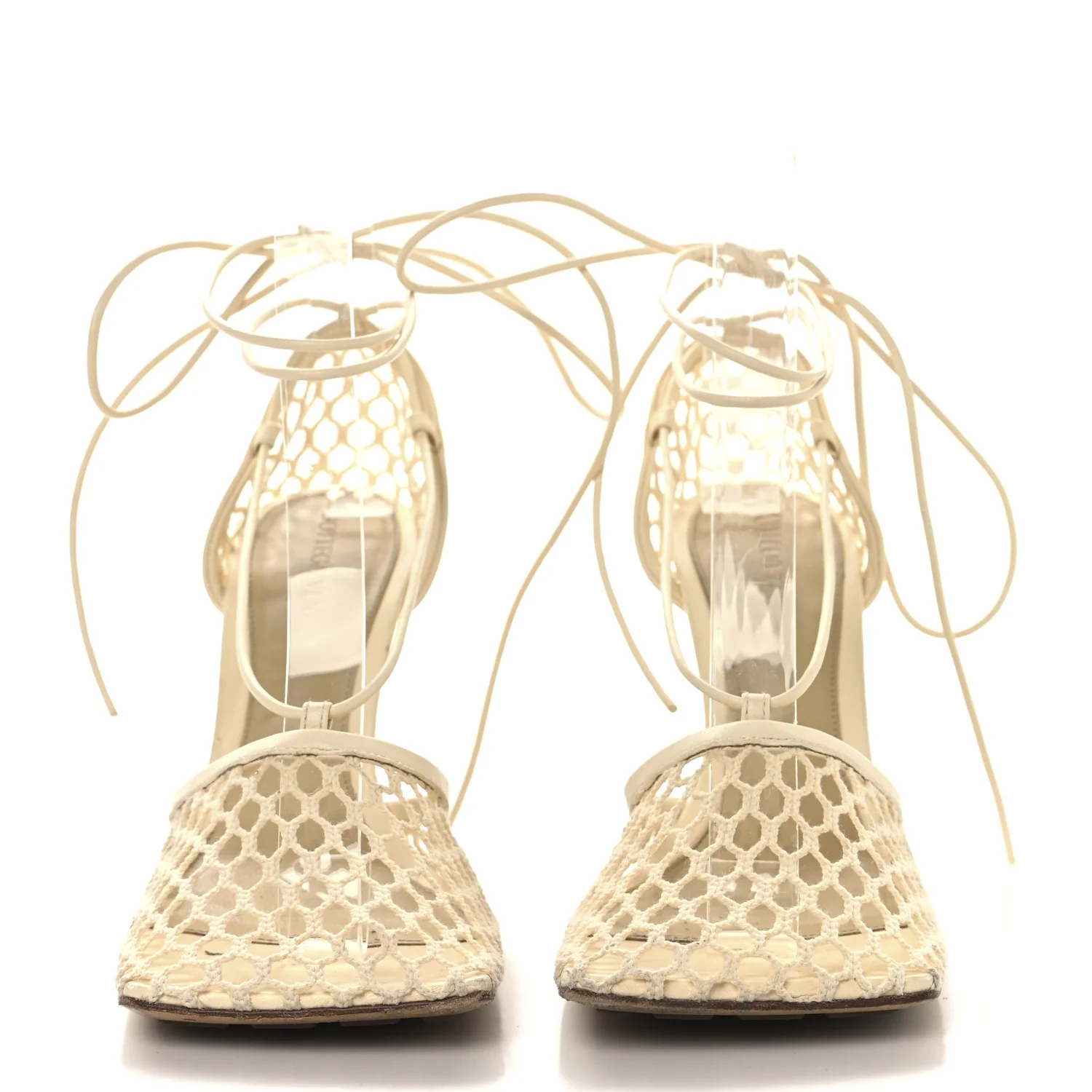 Mesh Nappa Stretch Ankle Tie Sandals 36 Toile