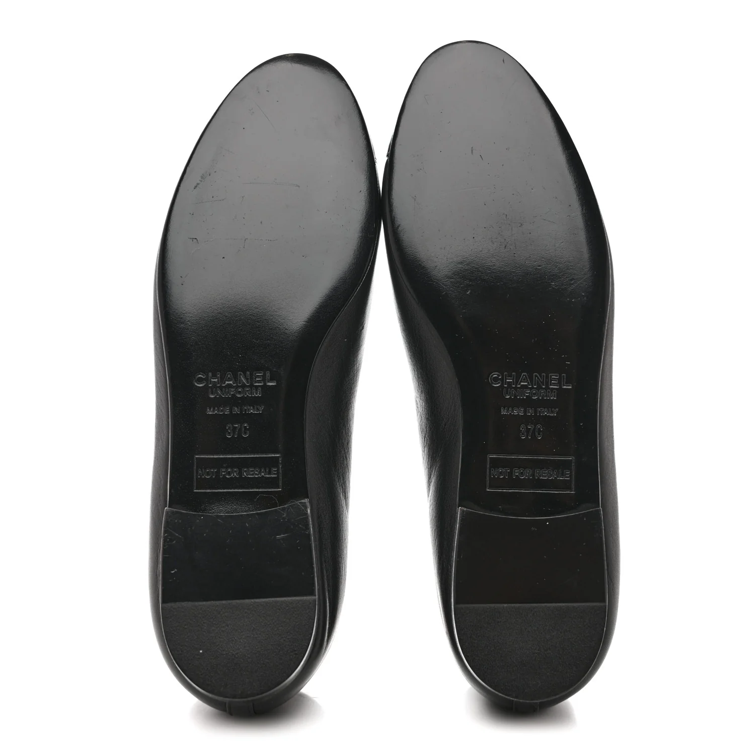 Lambskin Cap Toe CC Uniform Ballerina Flats 37 Black