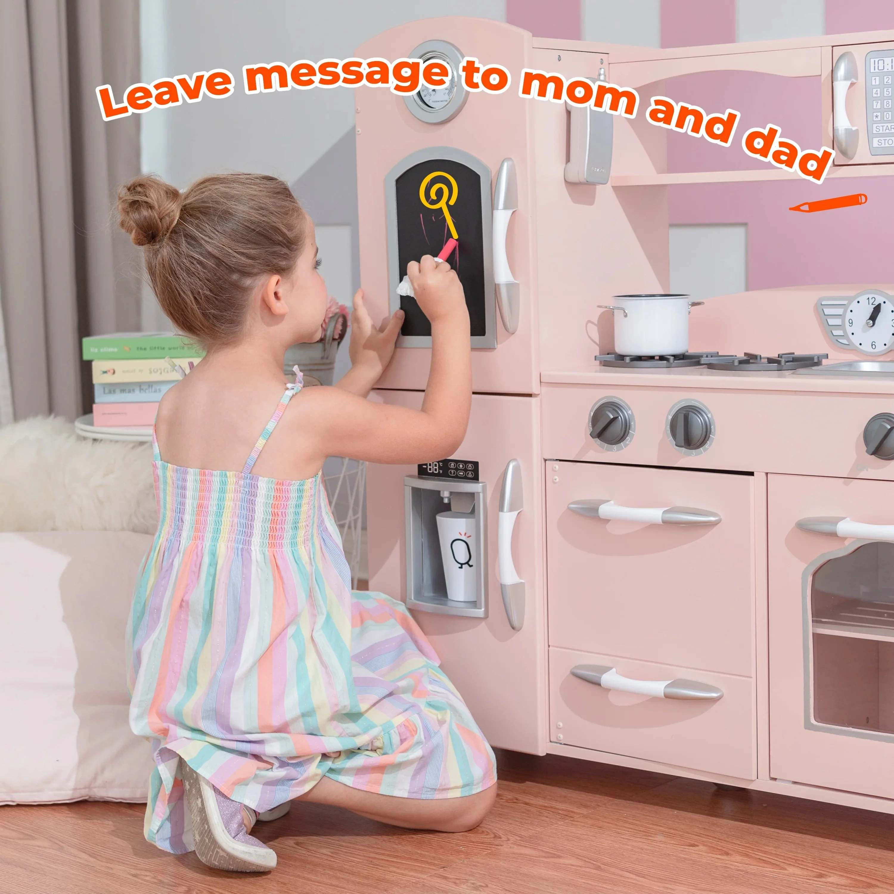 Little Chef Westchester Retro Wooden Play Kitchen, Pink