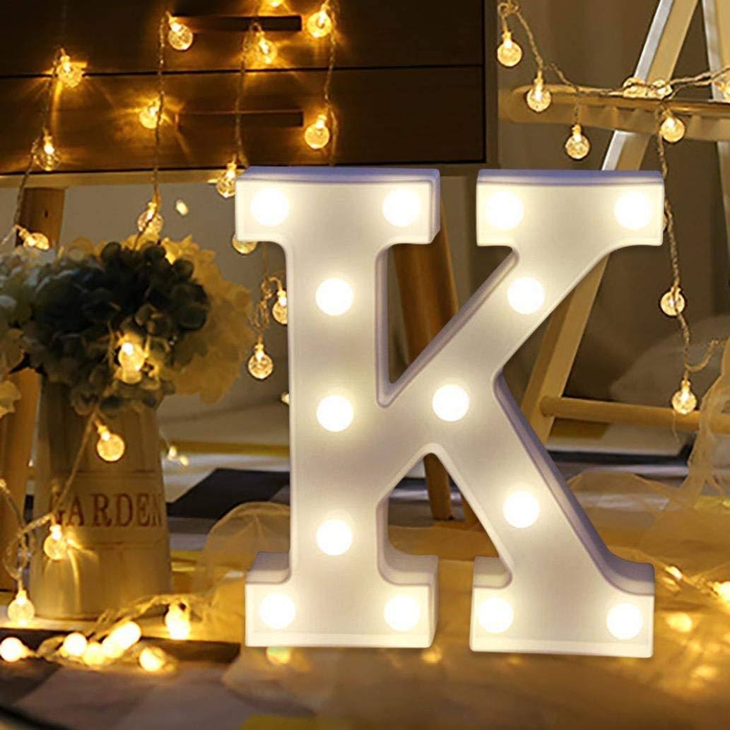 LED Marquee Letter Lights Sign K 26 Alphabet Light Up Letters Sign for Night Light Wedding Birthday Party Battery Powered Christmas Lamp Home Bar