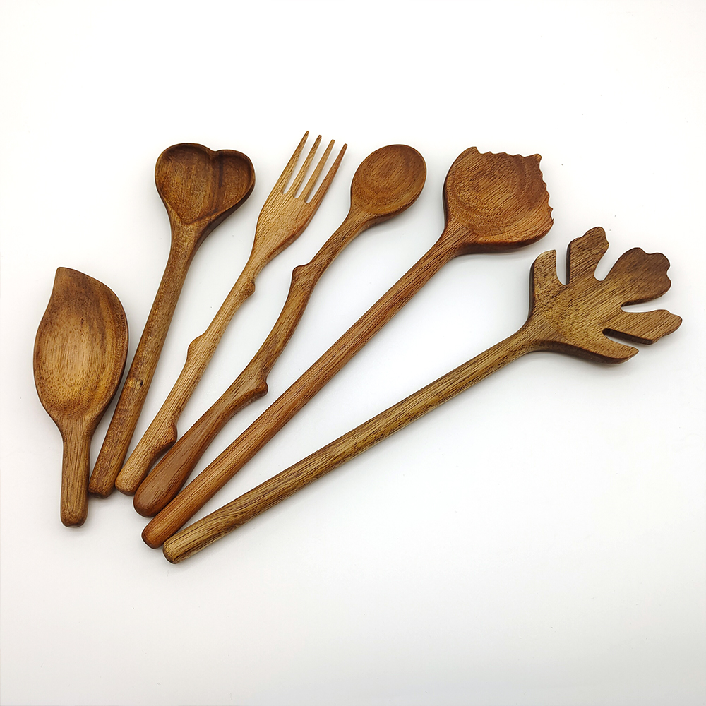 Wooden Spoons for Coffee Tea Sweet Snacks, Maple Leaf Shape Wooden Spoon Irregular Wooden Spoon