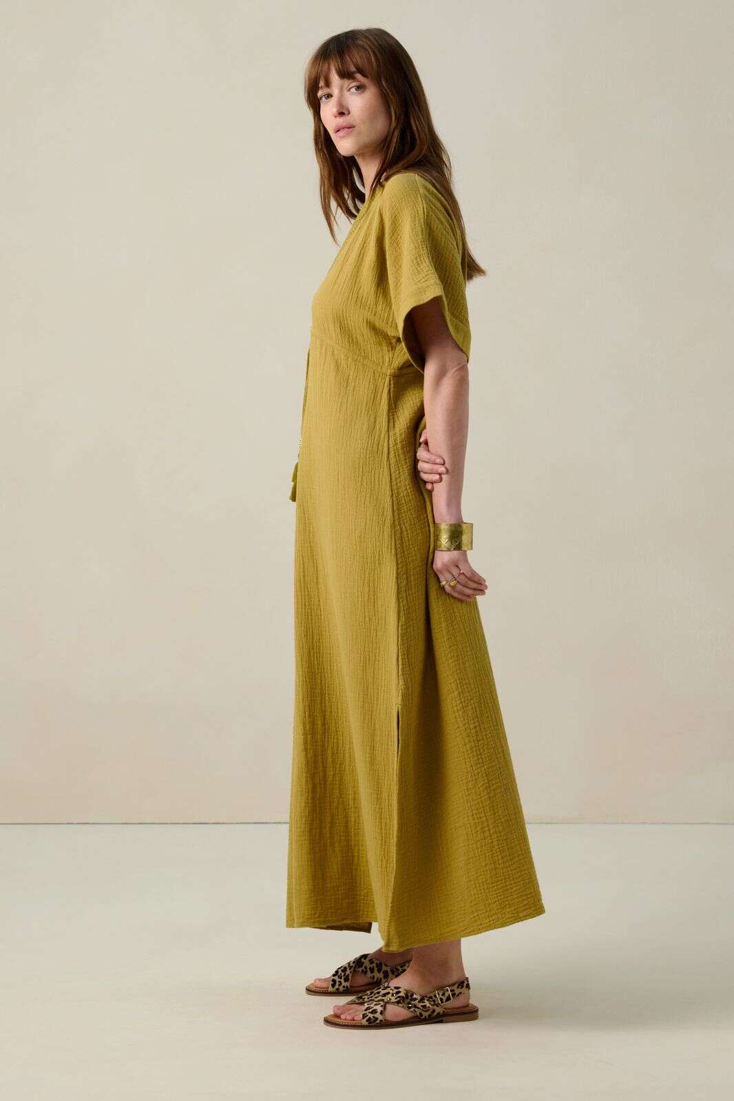 Lichtgroene kaftan maxi jurk