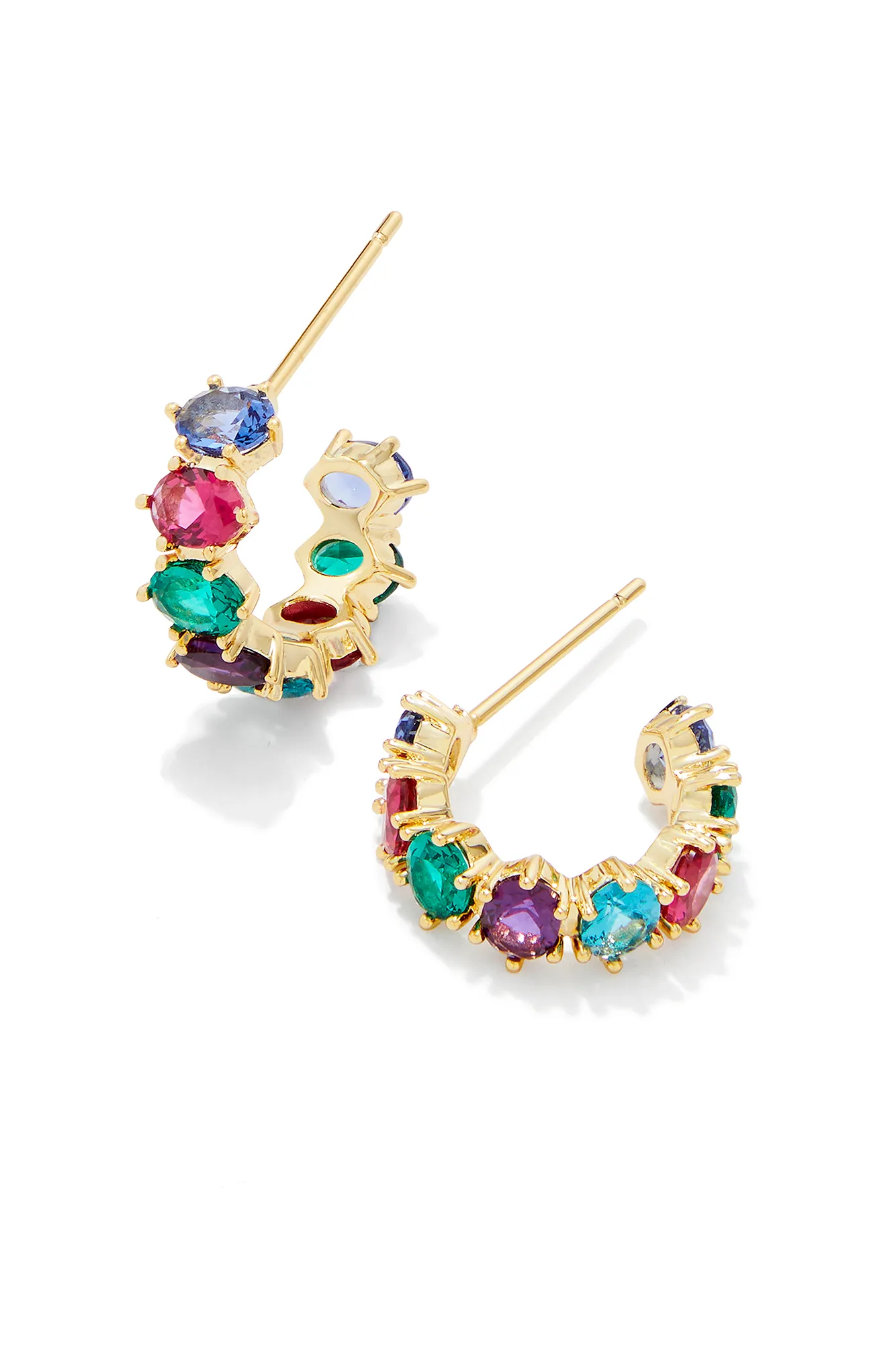 KENDRA SCOTT Cailin Gold Crystal Huggie Earrings Gold Multi Mix