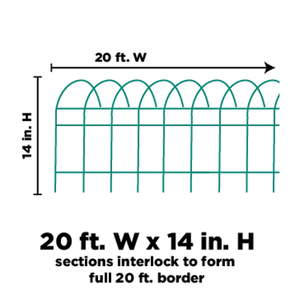 Panacea 89309-6 Set of 6 Green Wire Garden Edging Fence Roll, 14 x 20' Long, Border Edging