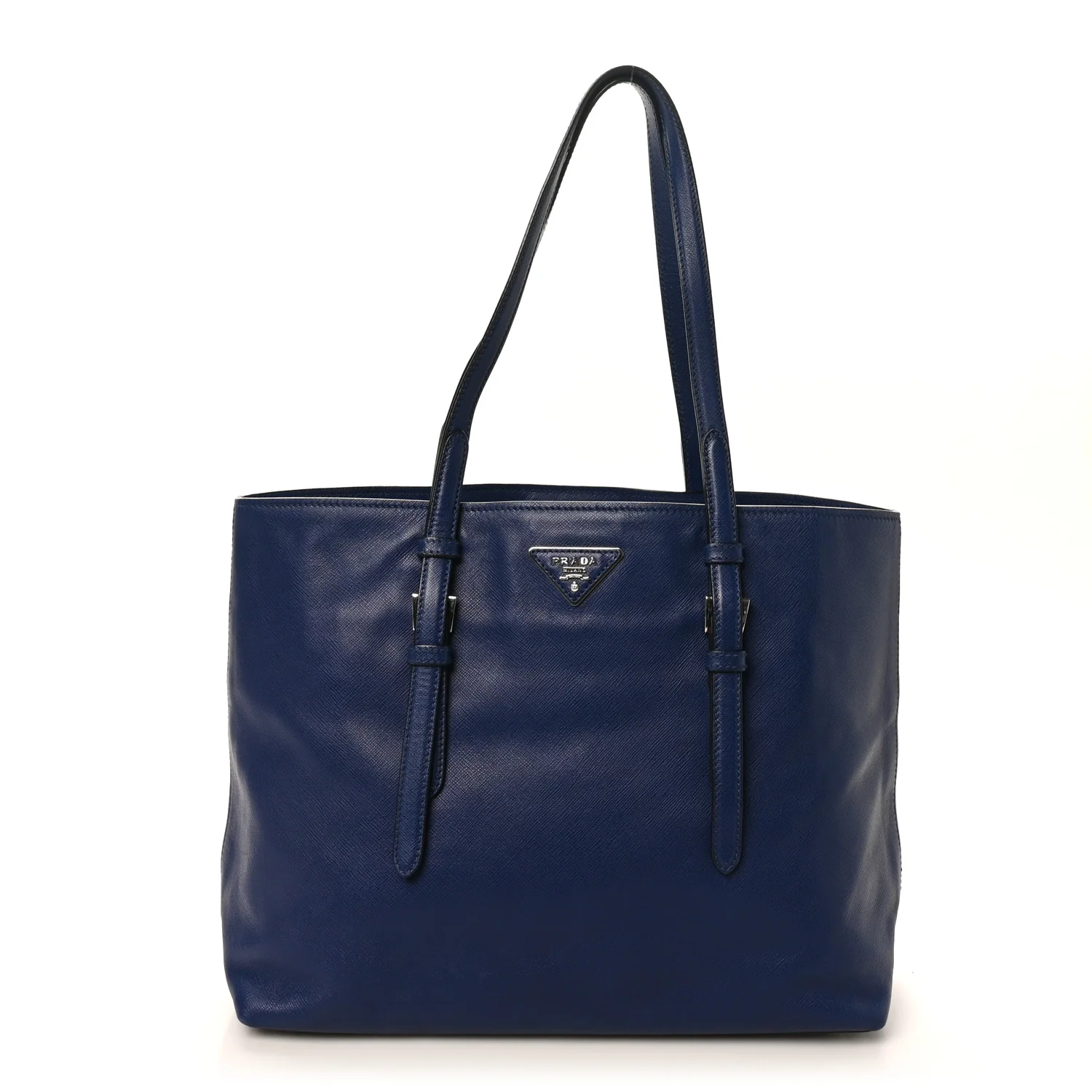 Saffiano Cuir Medium Double Handle Tote Bluette