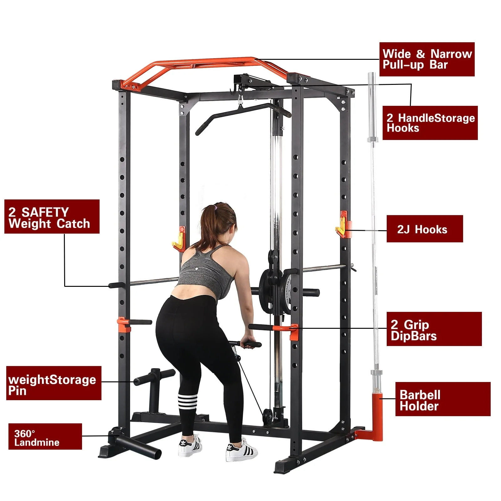 Best Multifunctional Barbell Rack 1400 lb Capacity Barbell Weight Rack Home Gym Fitness Adjustable Squat Rack Weight Lifting Bench Press Push - Ups