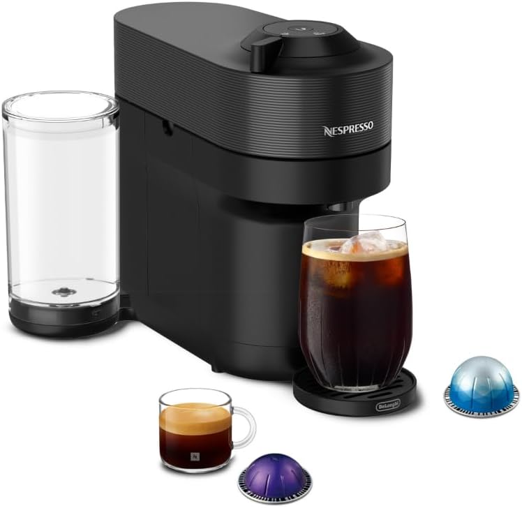 Nespresso Vertuo Pop+ Coffee Machine & Samra Origins Pods by De'Longhi| Liquorice black machine by De'Longhi with The Weeknd's Togetherness Blend: 20 light roast double espresso pods, 2.7 floz