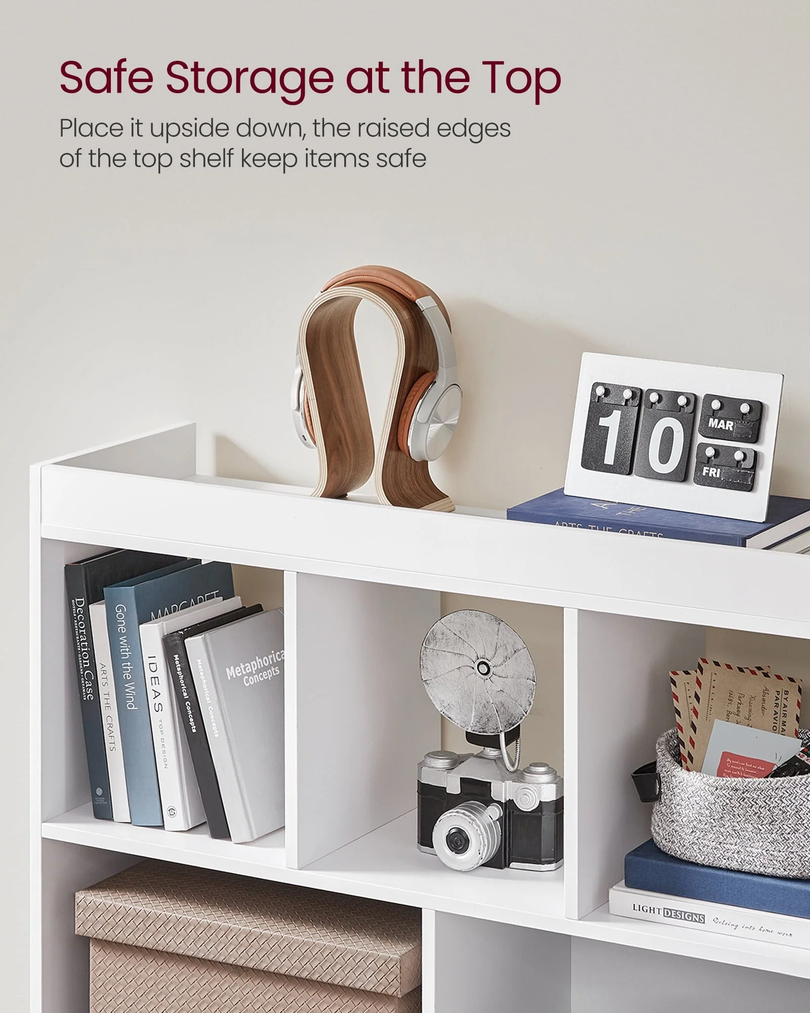 VASAGLE 8-Cube Storage Organizer Bookcase Book Shelf Storage Cabinet White(Brown)
