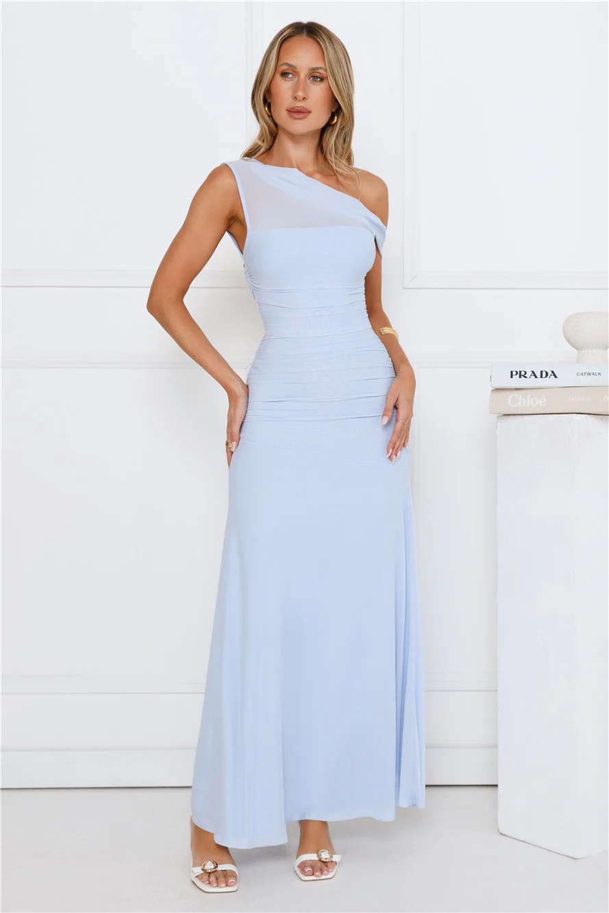Bloom Baby Off Shoulder Maxi Dress Blue