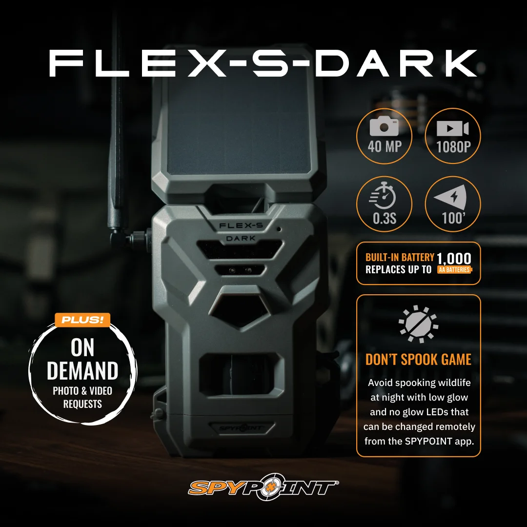 Flex-S Dark Solar Outdoor Cellular Trail Camera Integrated Solar Panel, No WiFi Needed, Night Vision Motion Activated, Dual-Sim LTE, 40MP Photos and 1080p w/Sound - Image 3