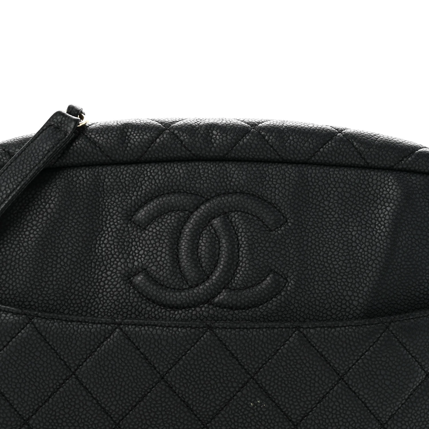 Caviar Quilted Large Coco Tassel Camera Case Black