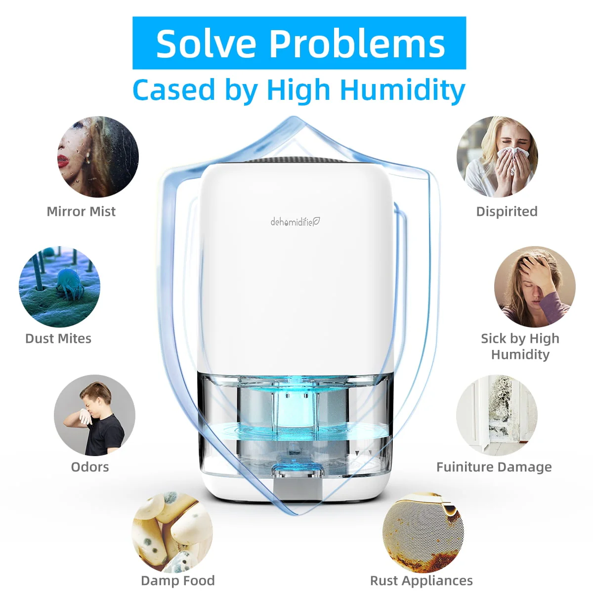 Dehumidifier Portable and Ultra Quiet with Automatic Defrosting for Home 1000ML(2200 Cubic Feet) - Image 9