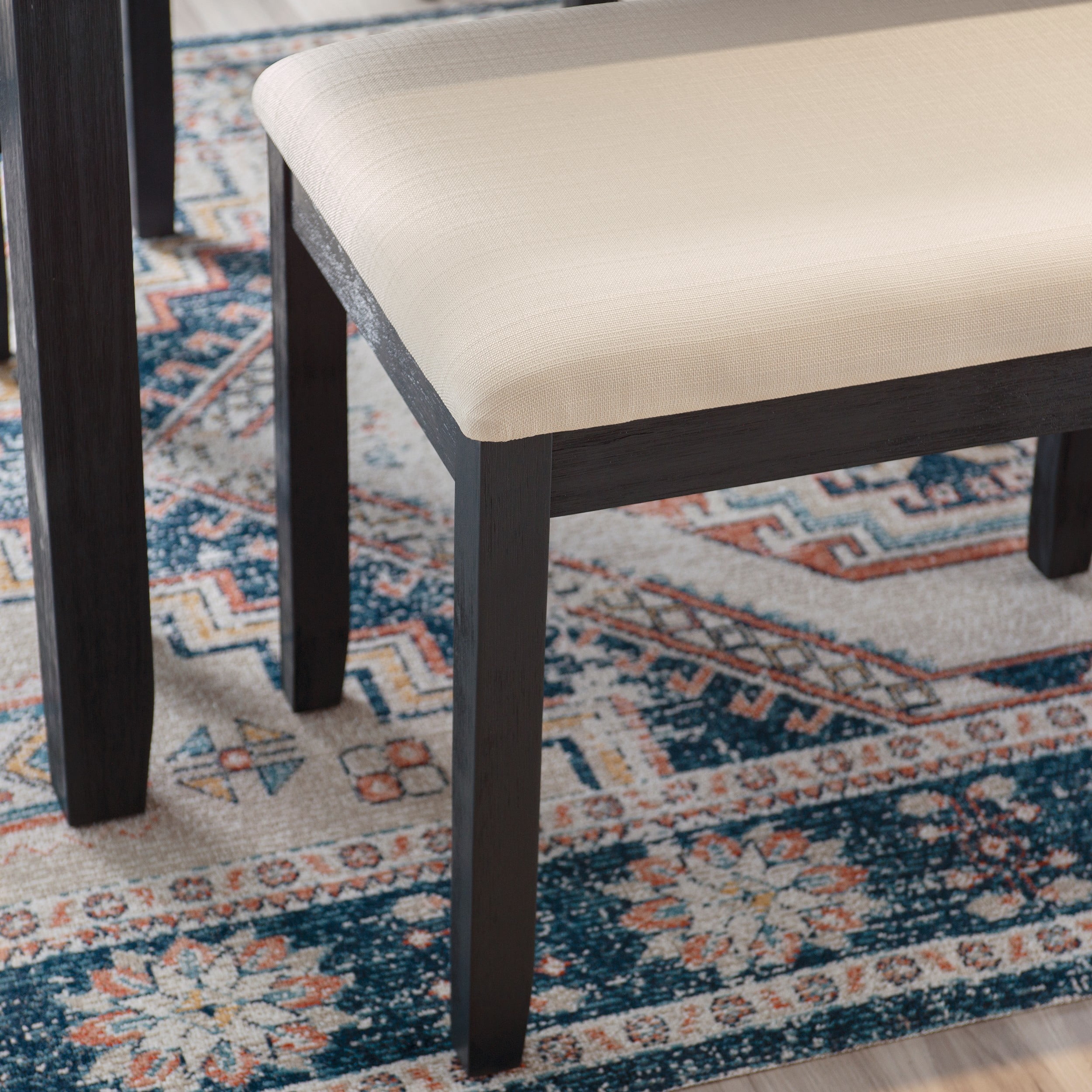 Linon Jamil Backless Dining Bench, Dark Charcoal