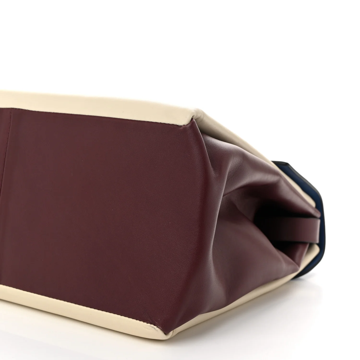 Calfskin Colorblock Mime Single Handle Bag Ruby Marine