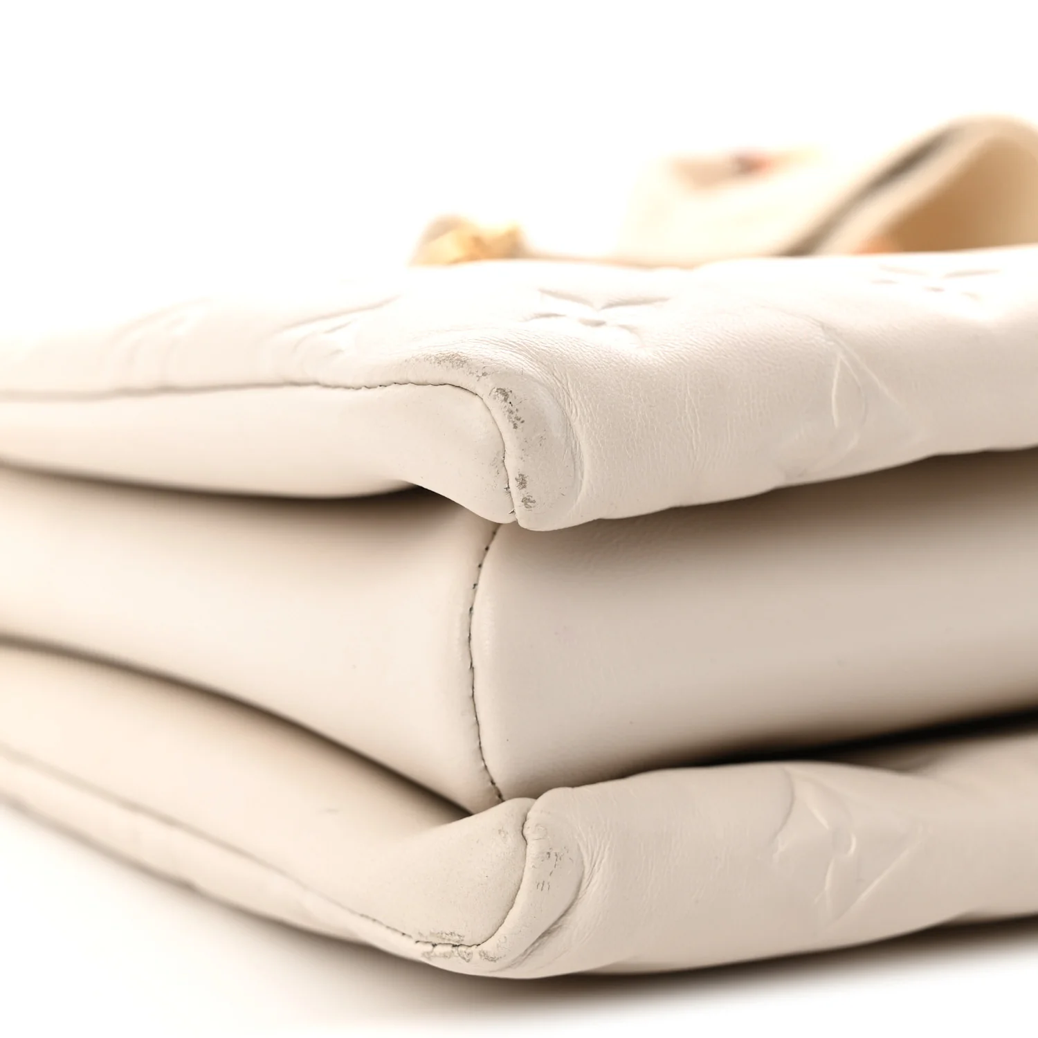 Lambskin Embossed Monogram Coussin PM Beige Cream