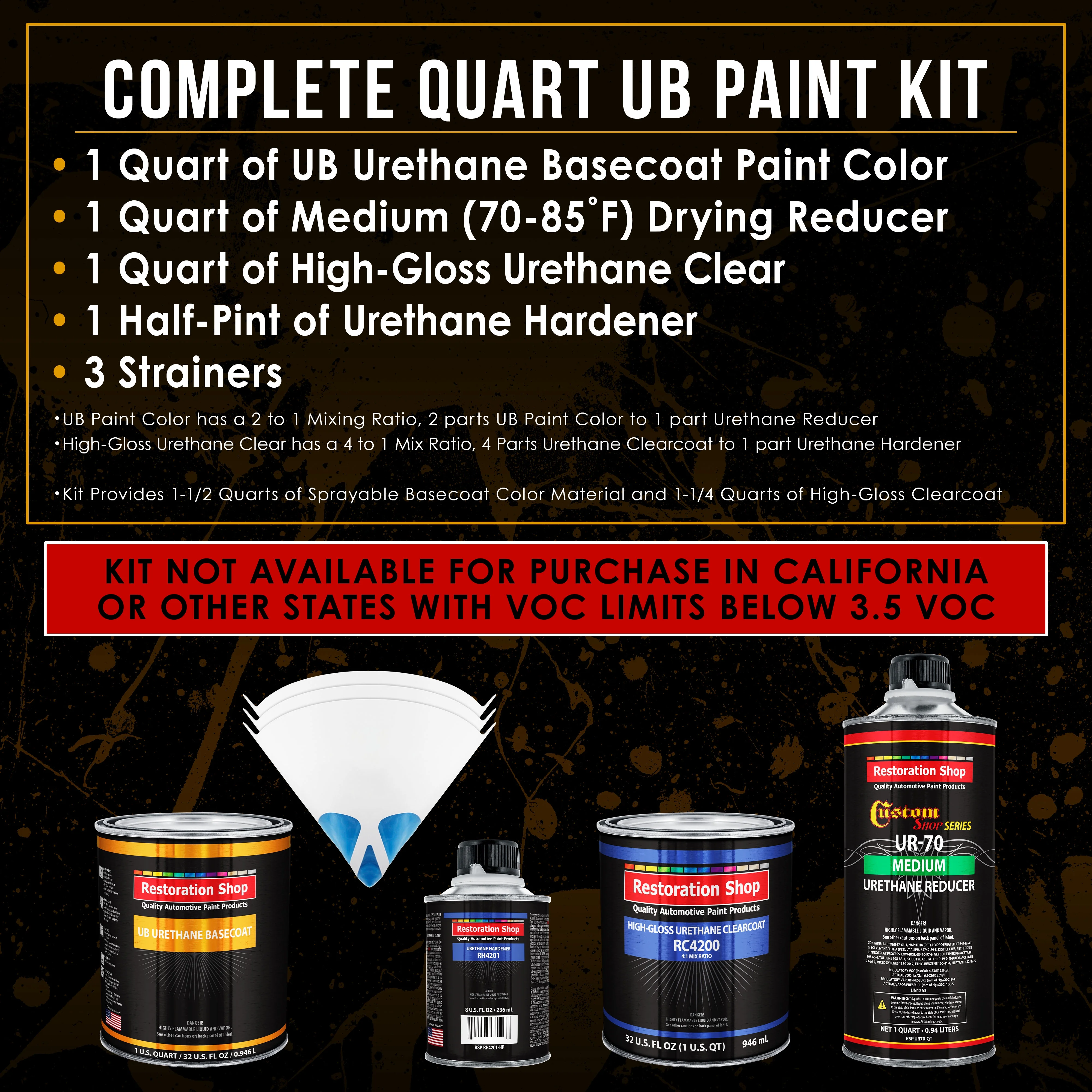 Hugger Orange Quart URETHANE BASECOAT CLEARCOAT Car Auto Body Paint Kit - Image 2