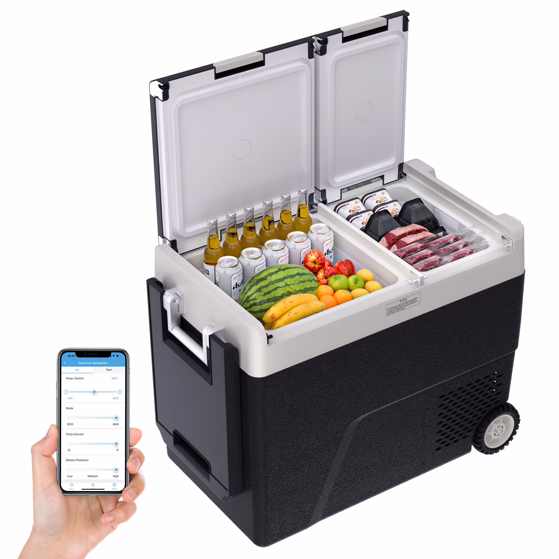 12 Volt Refrigerator, Electric Cooler, Portable Freezer, 12V Fridge -4�H~68�H, 12V Cooler with Wheels 2 Baskets for Travel, Truck, Boat, Camping(48L) - Image 5