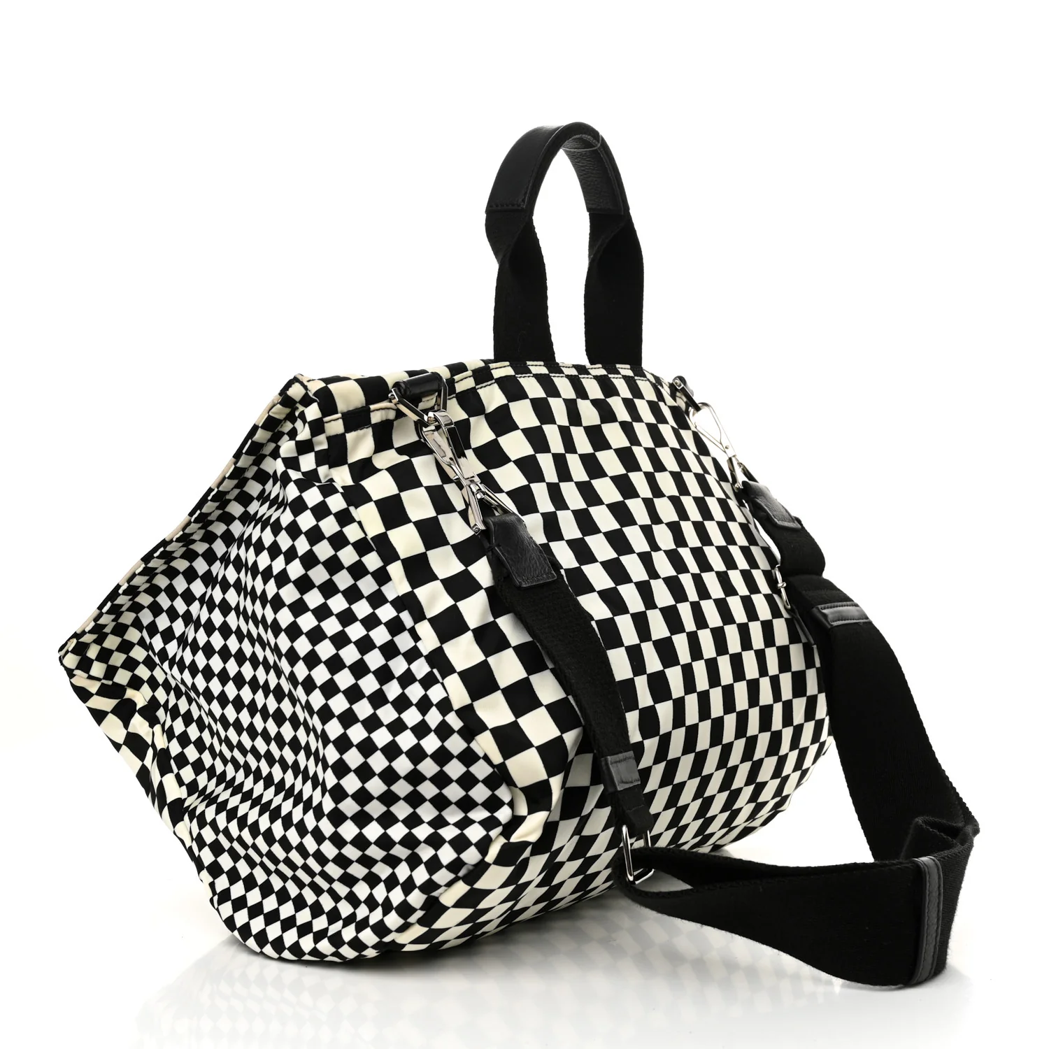 Nylon Checker Print Large Pandora Black White