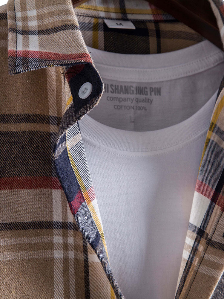 Chemise à carreaux pour homme à boutons