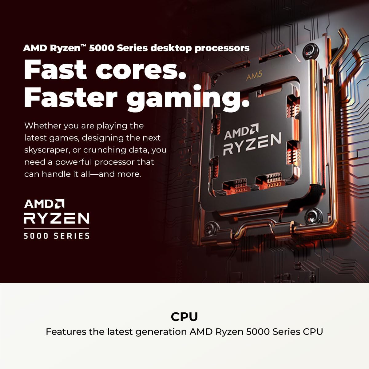 CYBERPOWERPC Gamer Master Gaming PC  AMD Ryzen 5 5500 3.6GHz  Radeon RX 6400 4GB  16GB DDR4  500GB PCIe Gen4 SSD  WiFi Ready & Windows 11 Home (GMA3100A)