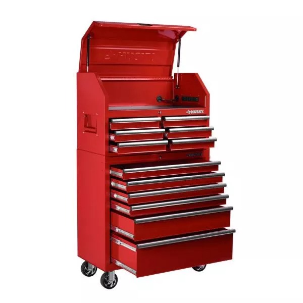 Coffre à outils et armoire combinés rouges à 12 tiroirs de 36 po