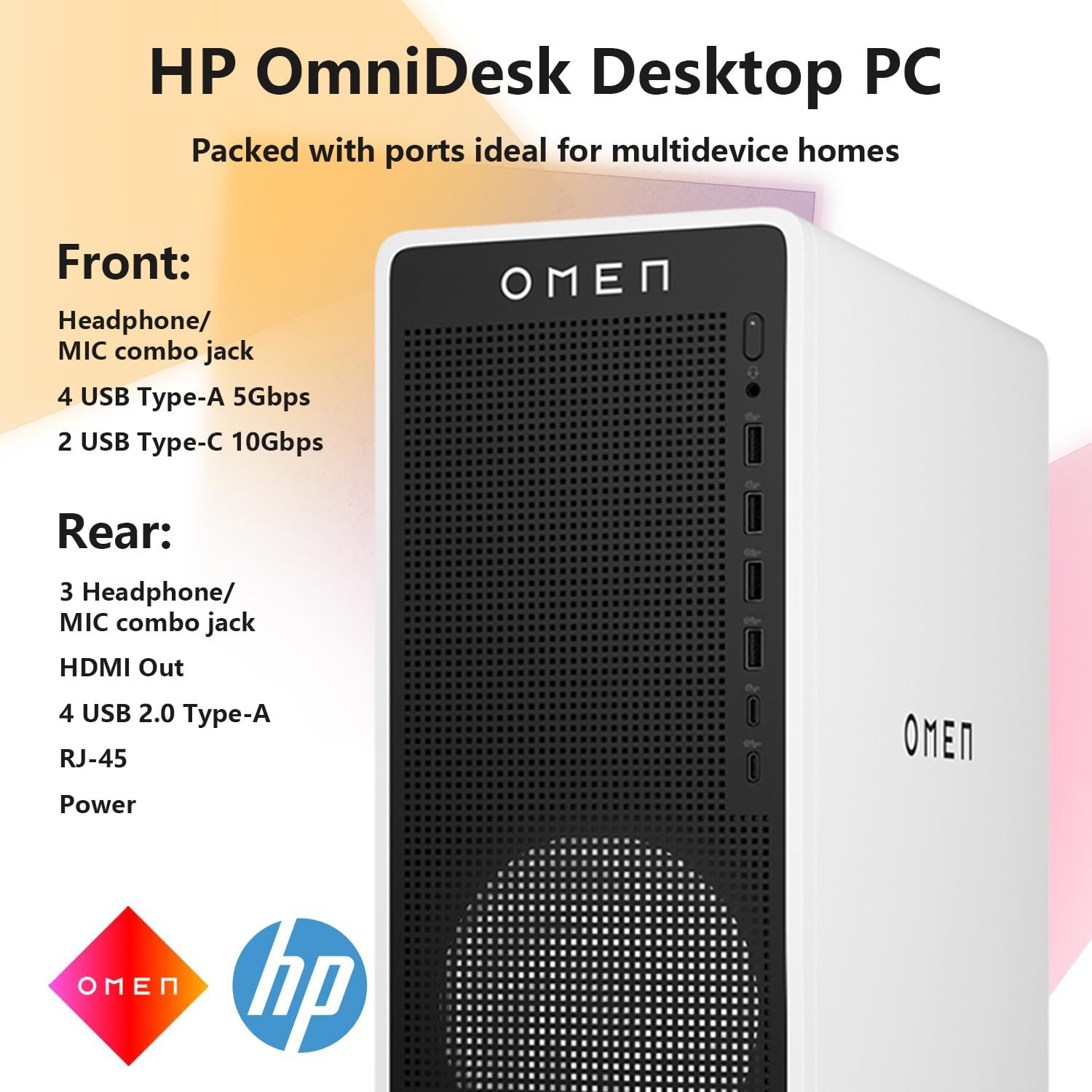 HP Omen 16L TG03 Gaming Desktop PC  Intel Ultra 7 265F  RTX 5060 GPU  32GB DDR5 RAM  1TB NVMe SSD  OMEN Hub  Thunderobot Gaming Keyboard Bundle  Black