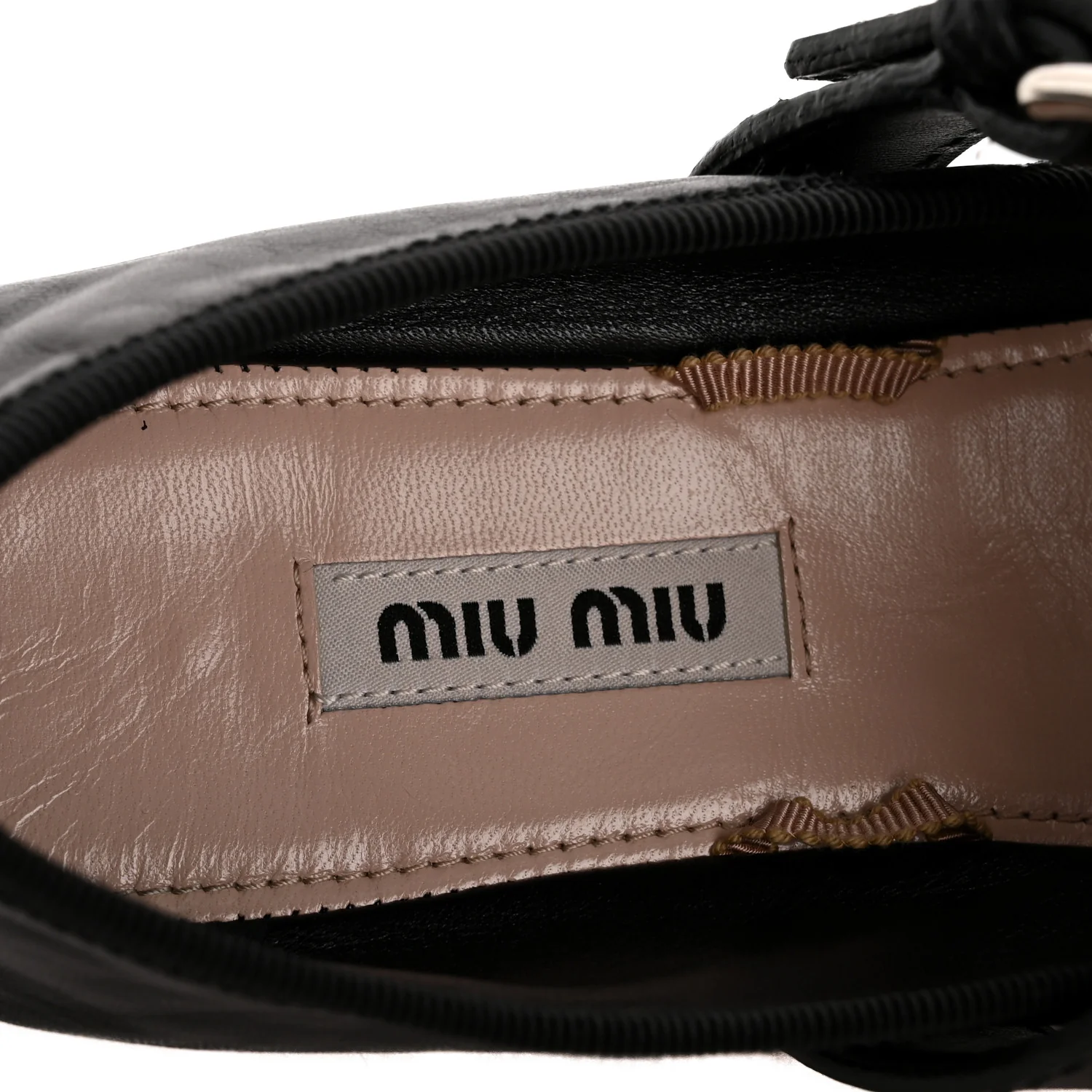 Nappa Vitello Nevada Double Buckle Ballerina Flats 36.5 Black