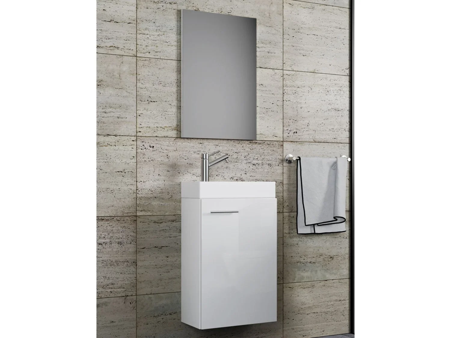 VCM Set d'armoire  glace ou miroir et meuble sous vasque avec lavabo Slito, pour salle de bain