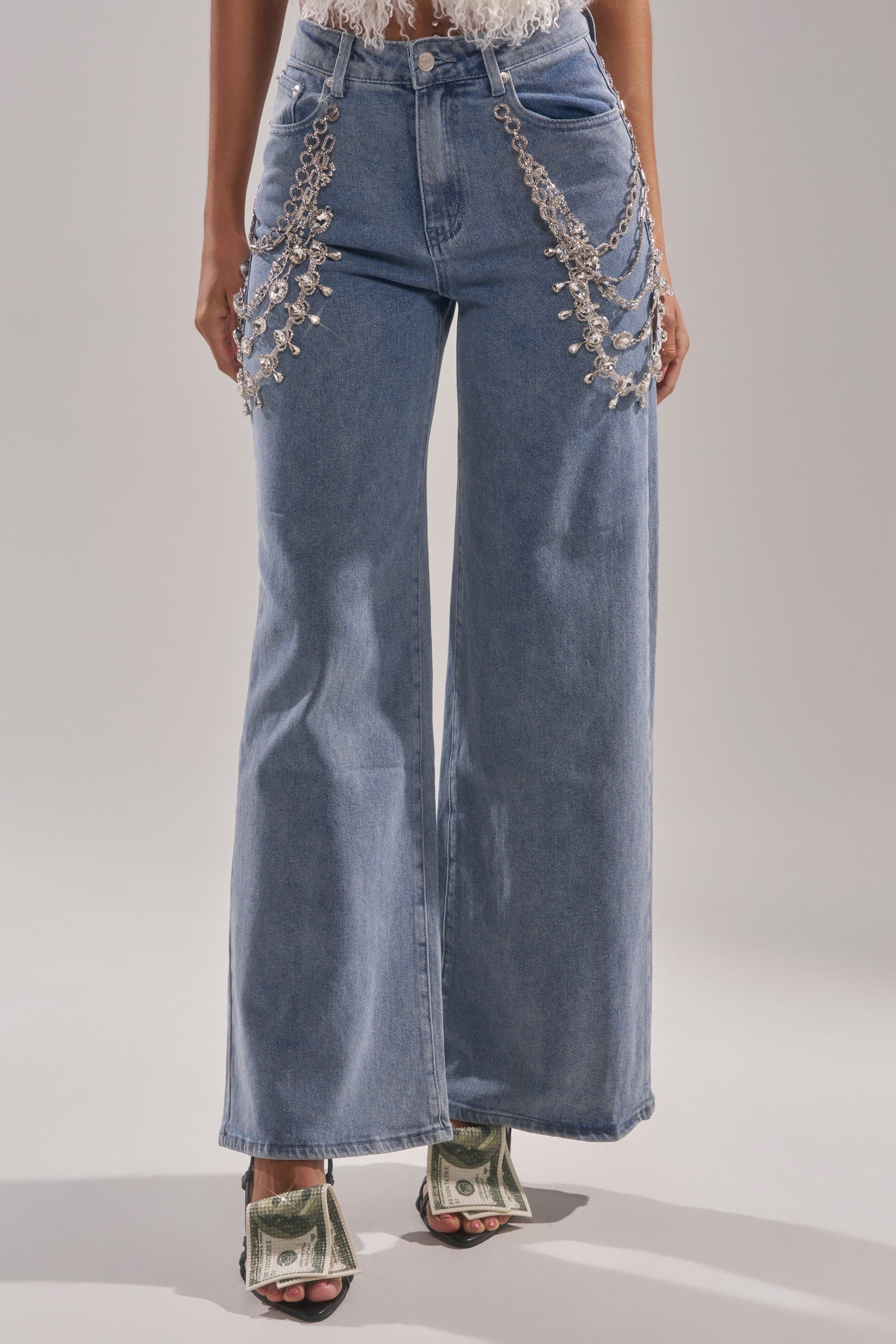 DIAMOND LOVER RELAXED DENIM WITH RHINESTONE - Akira Store
