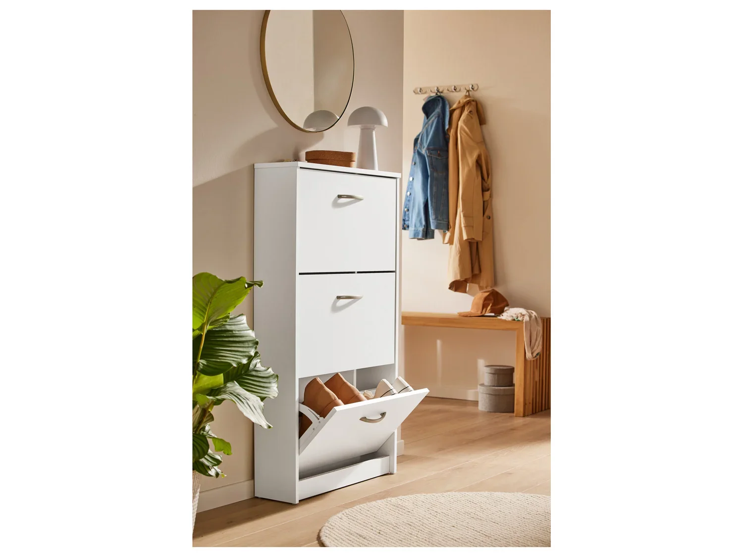 LIVARNO home Meuble  chaussures, 58,5 x 104,7 x 17 cm, blanc