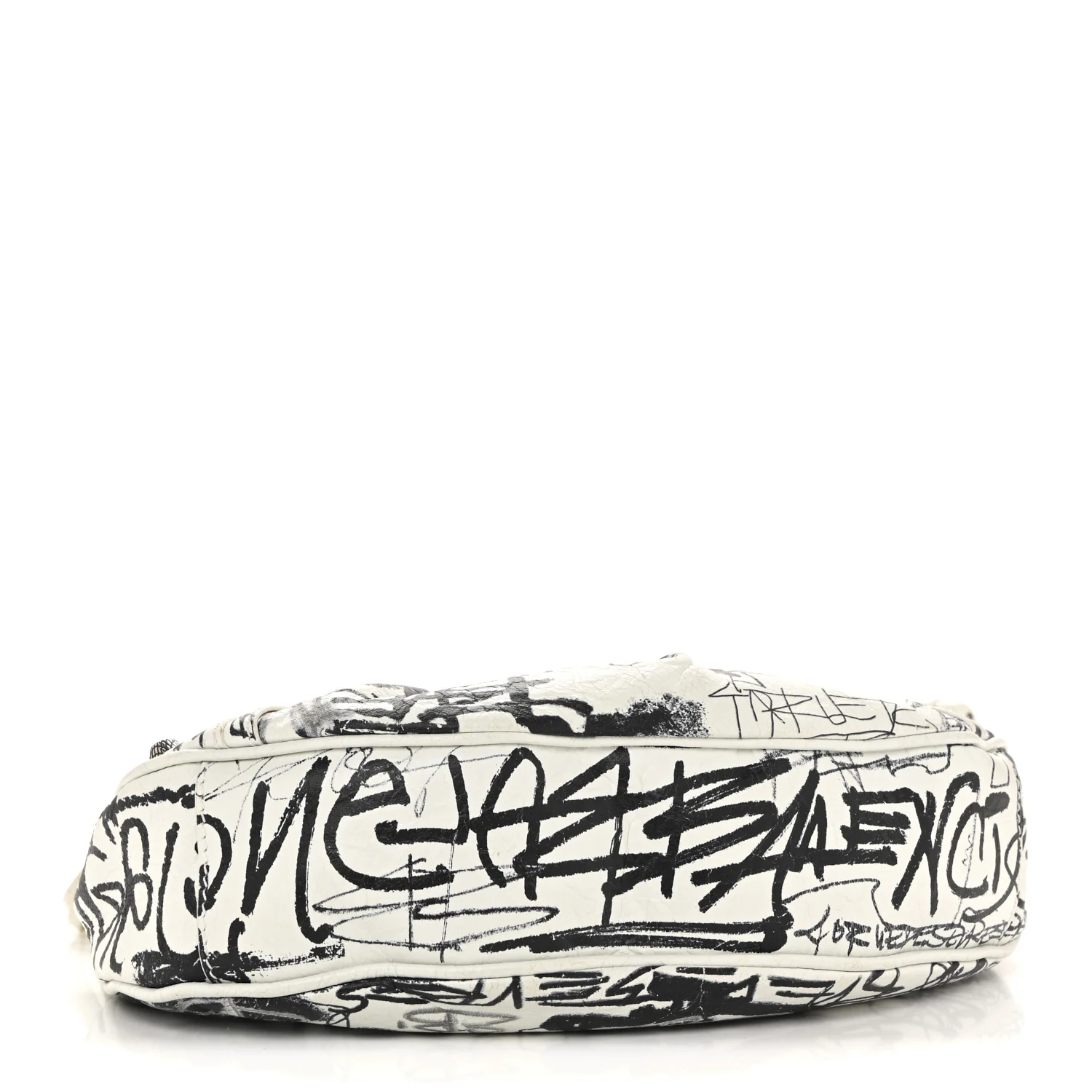 Agneau Arena Graffiti Le Cagole Shoulder Bag XS White Black