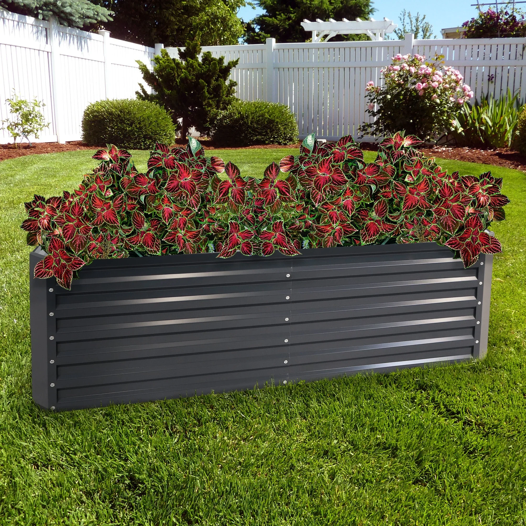 Sunnydaze 71 x 35.5 x 23.5 Rectangular Silver Galvalume Steel Raised Garden Bed