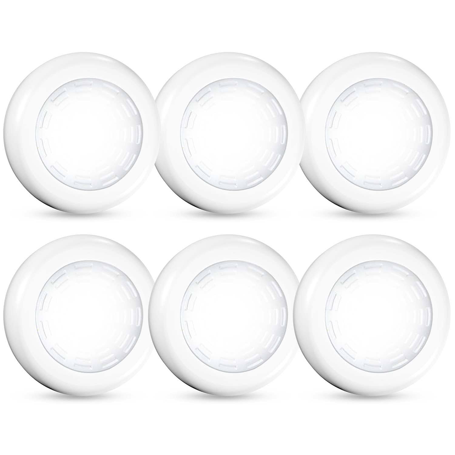 Tap Light Push Lights, 6 Pack Portable Bright LED Puck Light Touch Light Night Lights Push Lights Battery Operated Under Cabinet Lighting for Closet