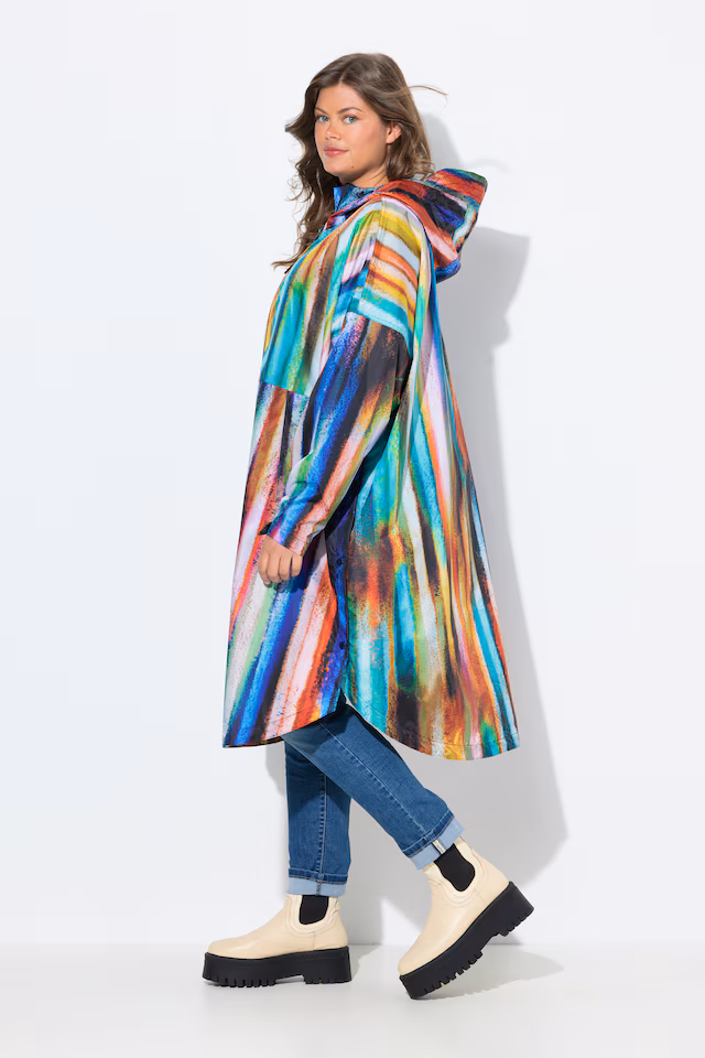 Rainbow Striped Rain Poncho