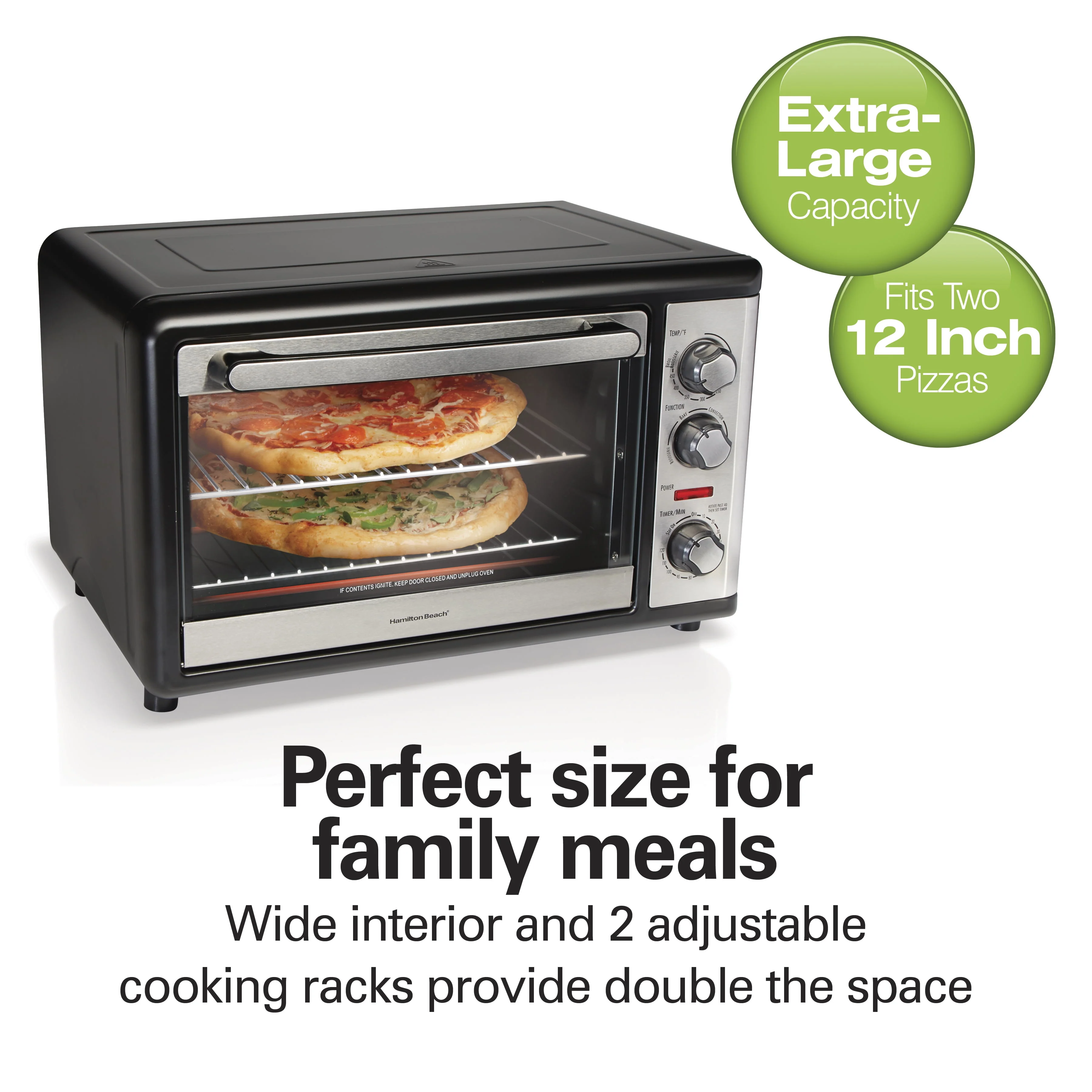 Hamilton Beach Countertop Oven with Convection and Rotisserie, Baking, Broil, Extra Large Capacity, Stainless Steel, 31108 Image 3