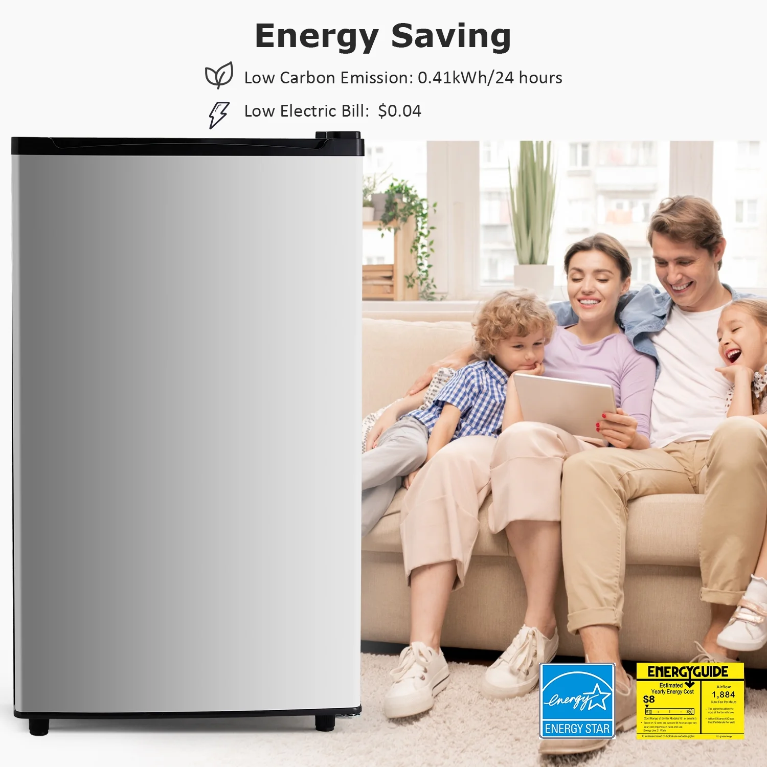 Mini Fridge with Freezer 3.2 Cu.ft Small Refrigerator for Dorm Bedroom, Compact Refrigerators Single Door Adjustable Thermostat Low Noise,Silver(Silver) - Image 2