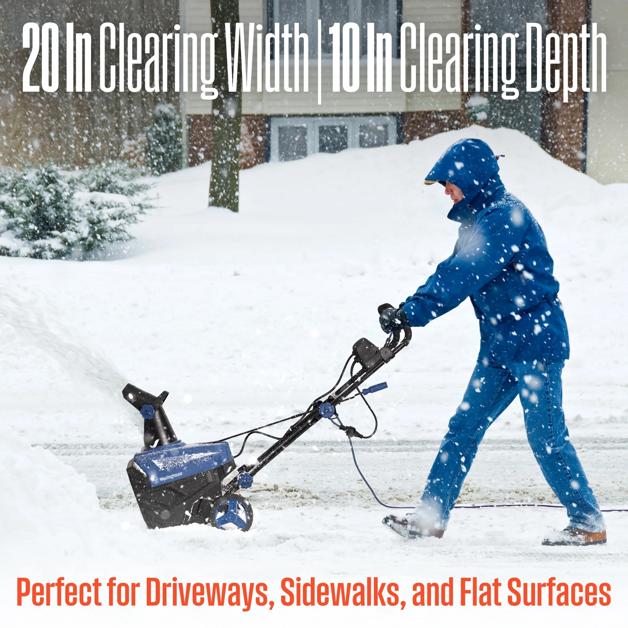 WSnow20 Corded Snow Blower 20 Inch, Steel Auger, Dual LED Lights, 1800 Watt Motor, Electric Snow Blower with 25ft Throwing Distance, Plows 680lbs/min, Adjustable Chute Image 6