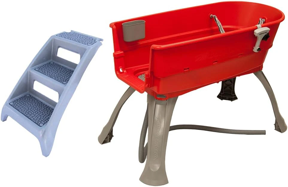 Baignoire surélevée pour animaux de compagnie, grand escalier turquoise combiné