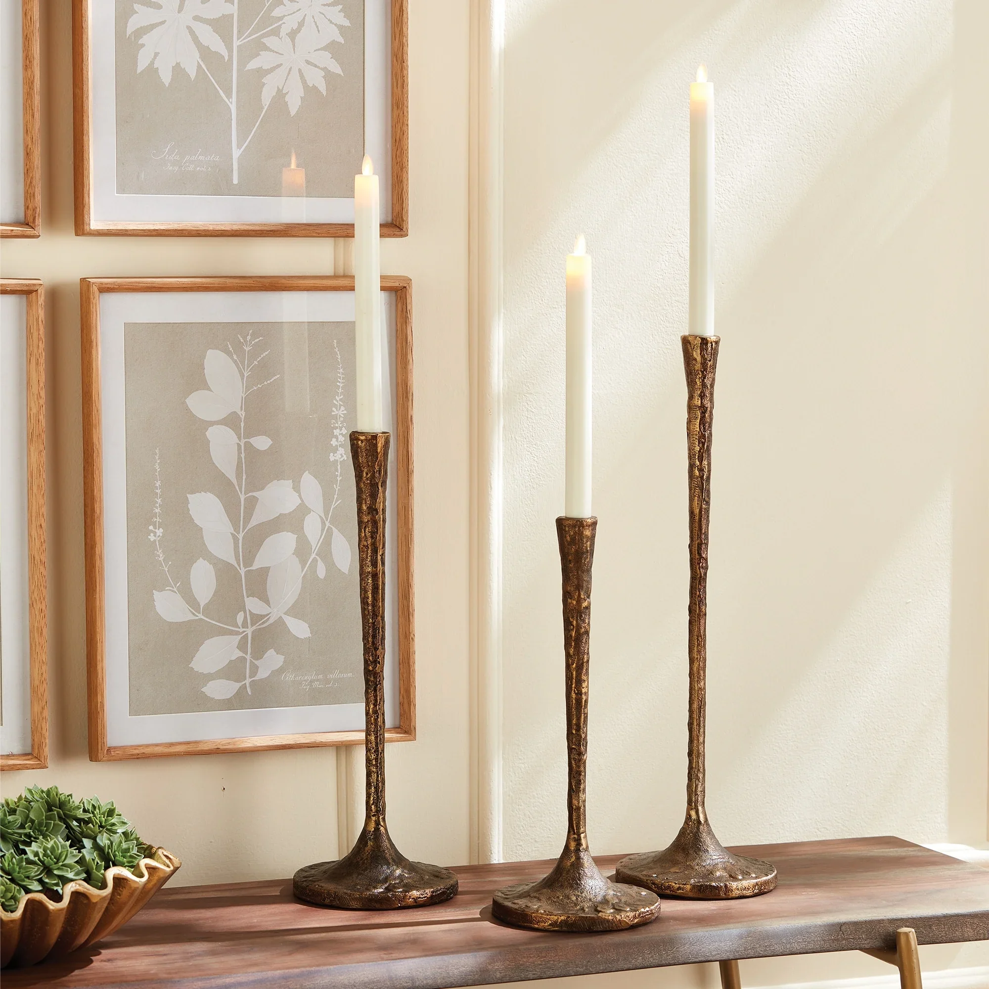 Napa Home & Garden Burke Taper Holders Set of 3 Antique Brass