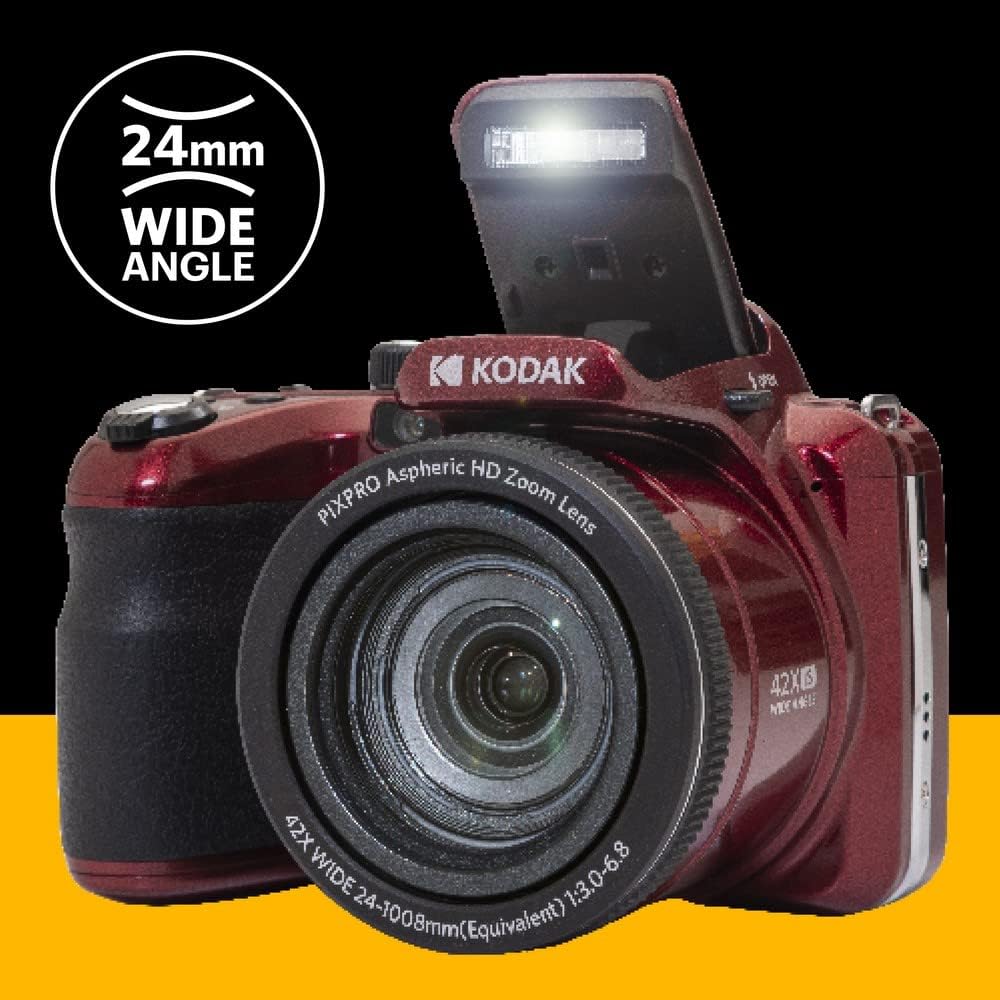 KODAK PIXPRO AZ425-RD 20MP Digital Camera 42X Optical Zoom 24mm Wide Angle 1080P Full HD Video Optical Image Stabilization Li-Ion Battery 3
