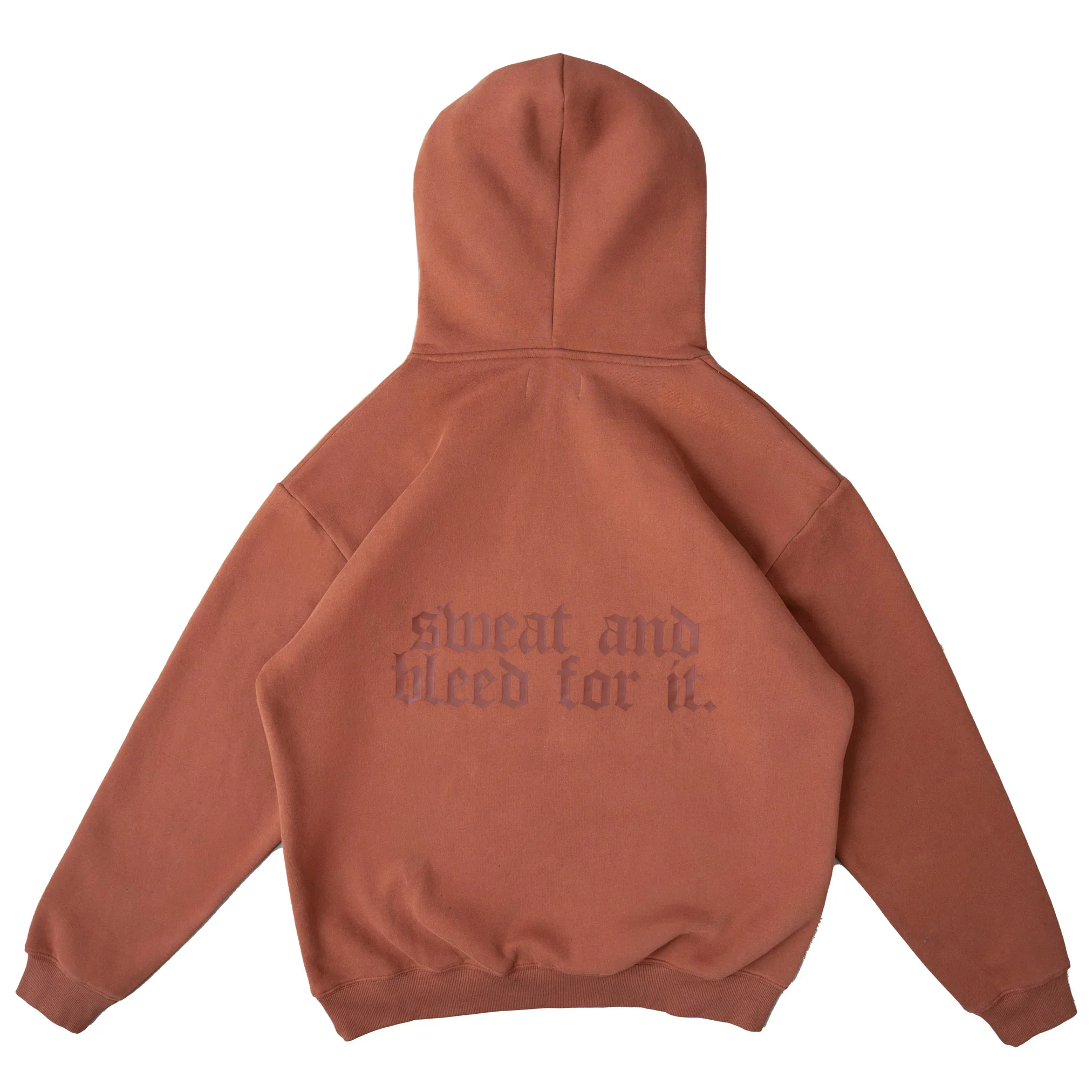 OVERSIZED LUX HOODIE "SWEAT & BLEED" - BROWN