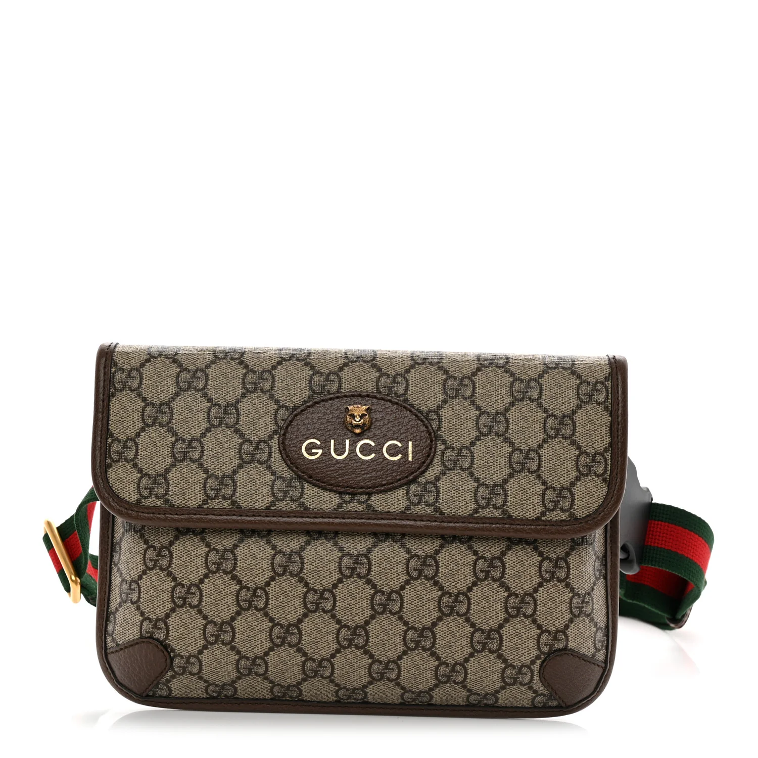 GG Supreme Monogram Neo Vintage Web Belt Bag Brown