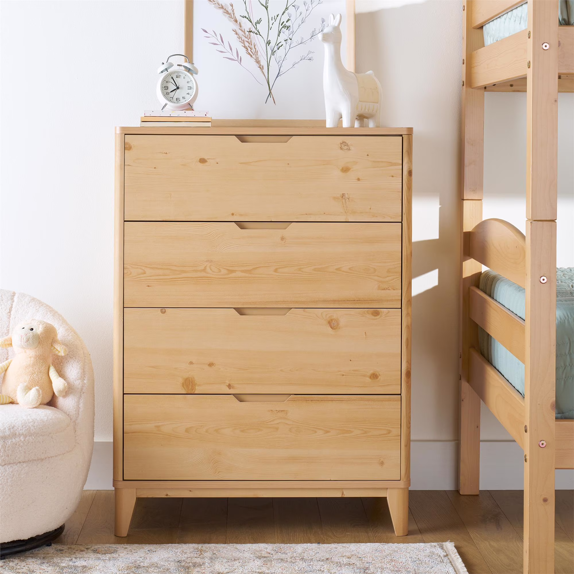 Better Homes & Gardens Leighton 4 Drawer Dresser, White and Natural