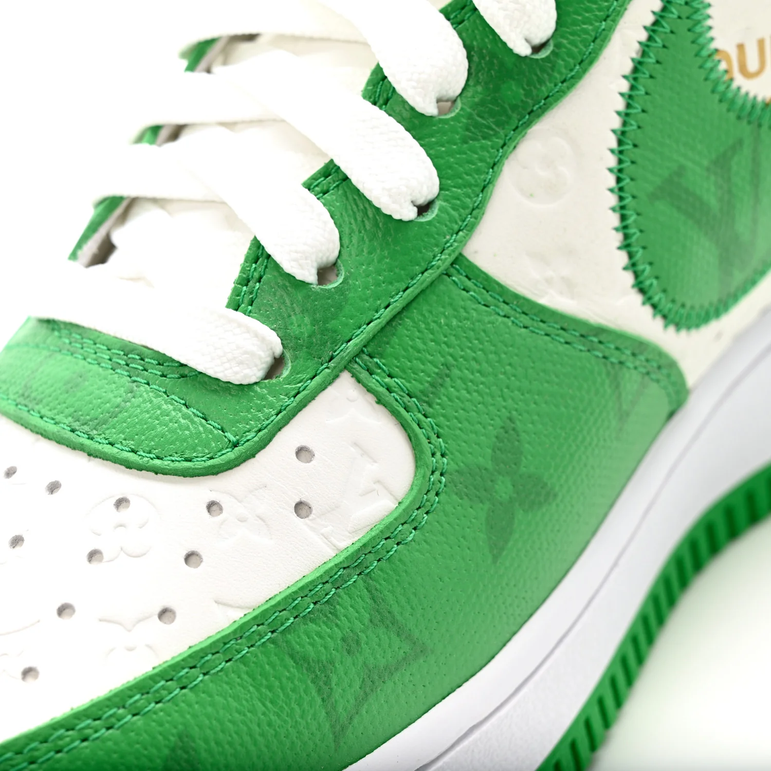 X NIKE AIR FORCE 1 Calfskin Monogram Mens Low Top Sneakers 8 Green