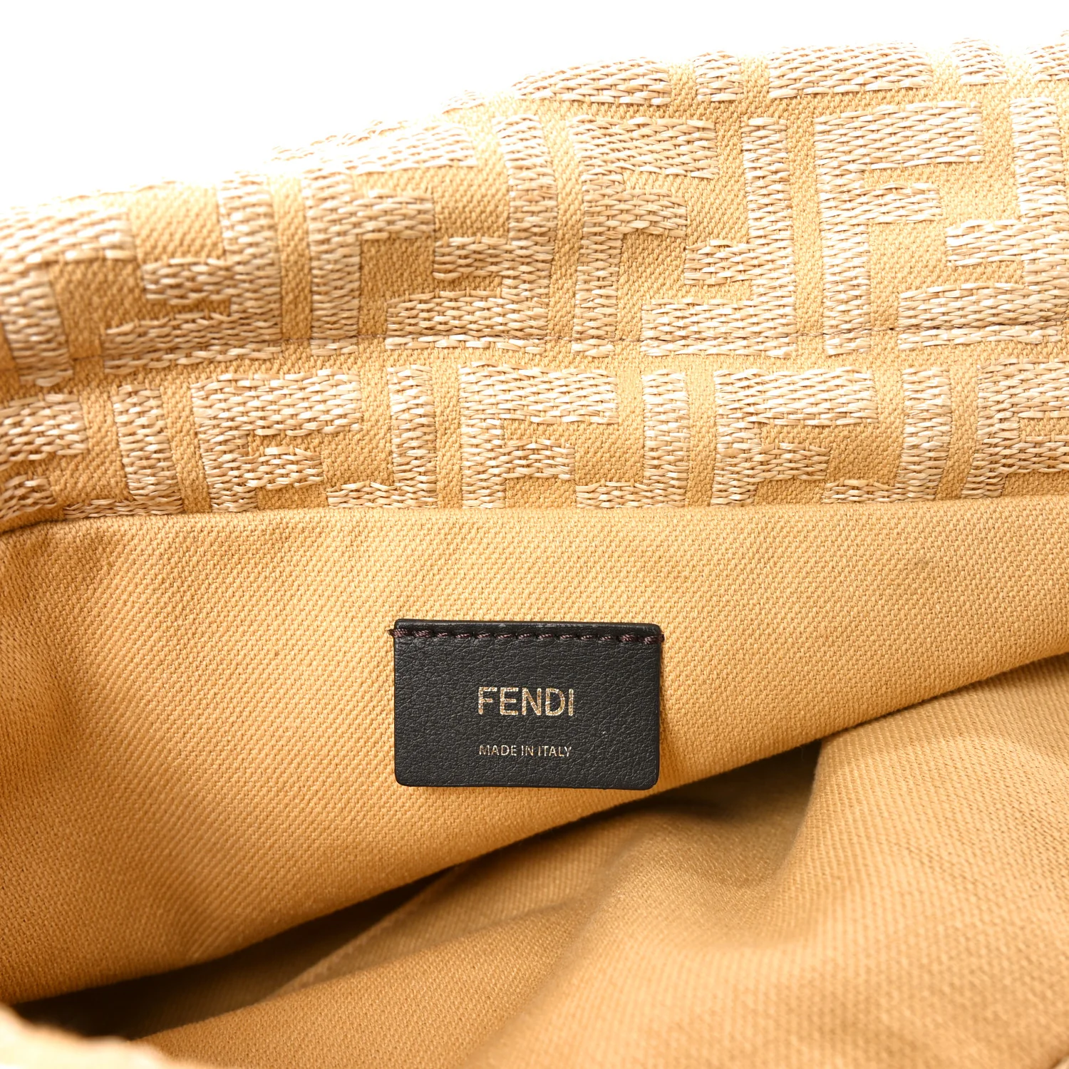 Fabric Jacquard Raffia Straw Fringe Medium Mamma Baguette Beige