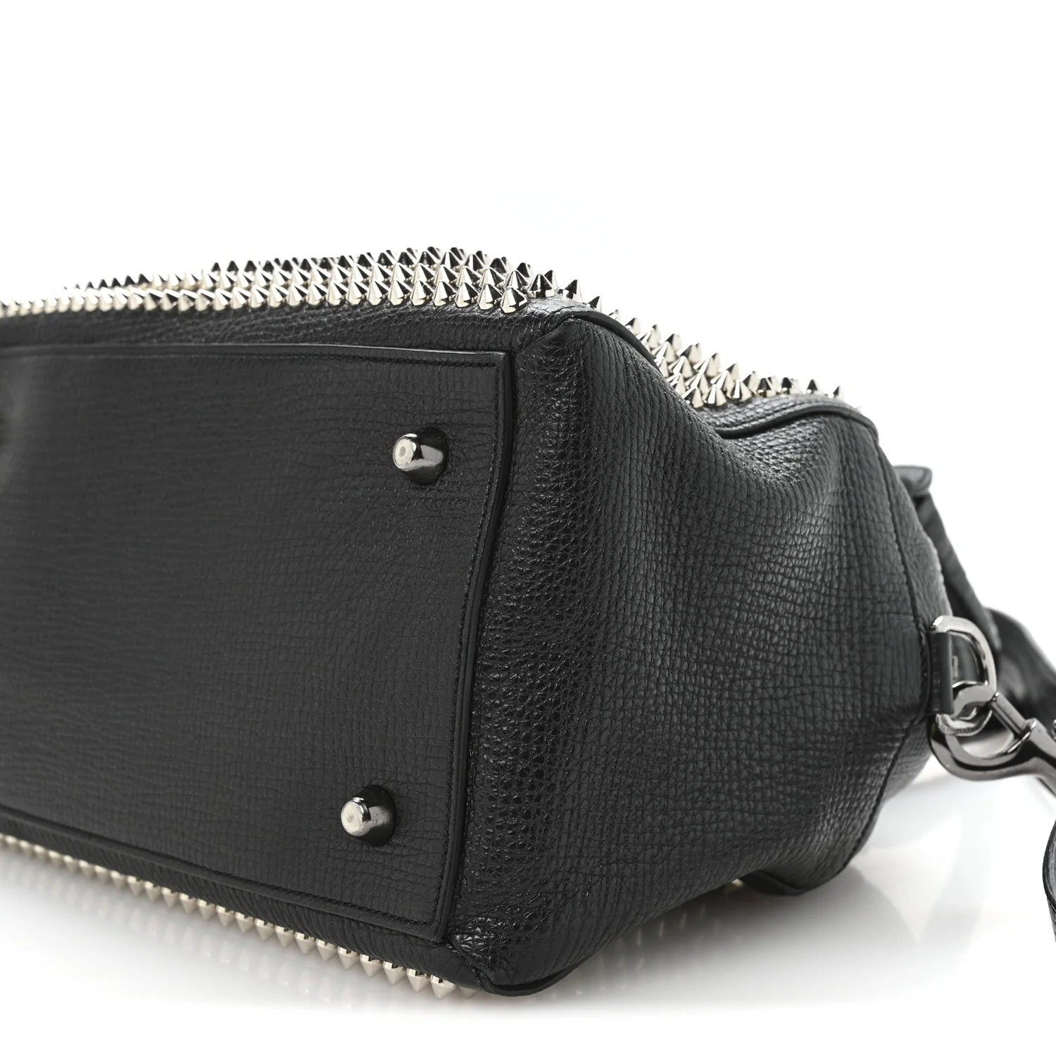 Grained Calfskin Studded Panettone Bowling Bag Black